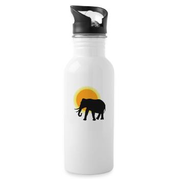 Safari Zoo Animals Wildlife - Water bottle with straw - white - Right