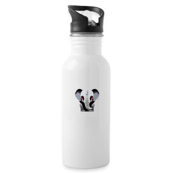 Little Elephant Cartoon Cute Adventure 10 - Water bottle with straw - white - Right