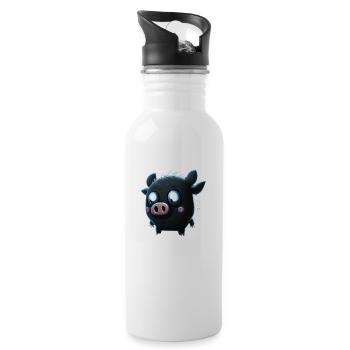 Schwein B - Trinkflasche mit integriertem Trinkhalm - Weiß - Rechts