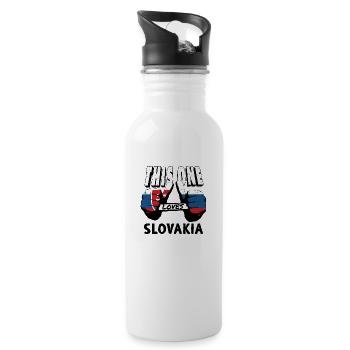 Slovakia flag vintage Slovak flag homeland - Water bottle with straw - white - Right