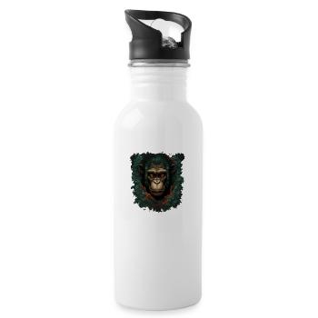 Le chimpanzé - Gourde avec paille intégrée - blanc - Droite