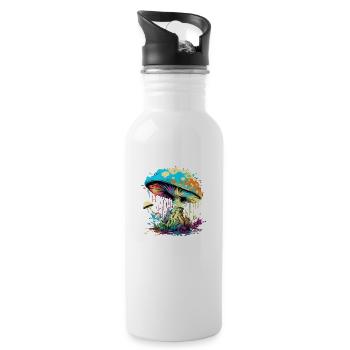 Psychedelischer Pilz - Trinkflasche mit integriertem Trinkhalm - Weiß - Rechts