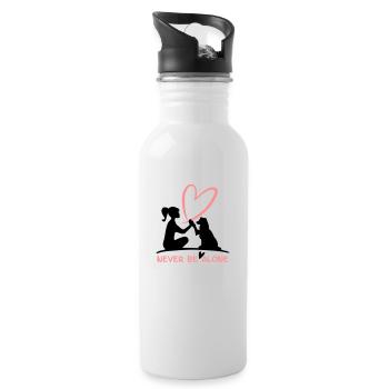 Never be alone- mit deinem Vierbeiner Hund - Trinkflasche mit integriertem Trinkhalm - Weiß - Rechts