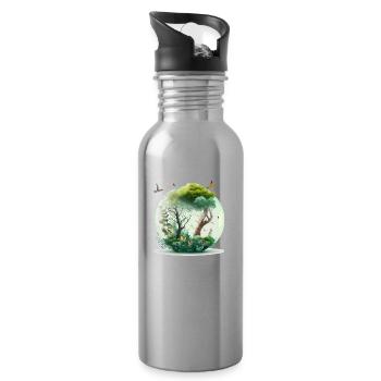 La forêt miniature - Gourde avec paille intégrée - argent clair - Droite