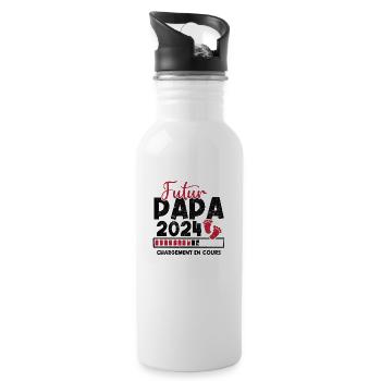 Futur papa 2024 chargement en cours - Gourde avec paille intégrée - blanc - Droite