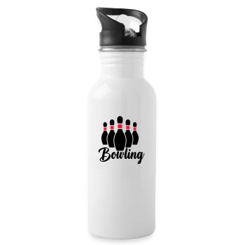 bowling - Trinkflasche mit integriertem Trinkhalm - Weiß - Rechts