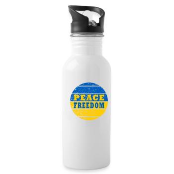 Peace Freedom Ukraine - Water bottle with straw - white - Right