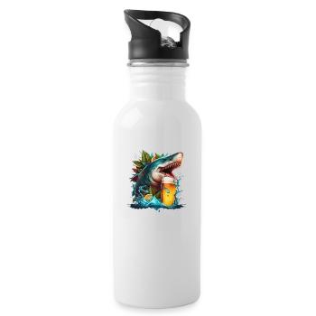 Cool shark buvant de la bière - Gourde avec paille intégrée - blanc - Droite