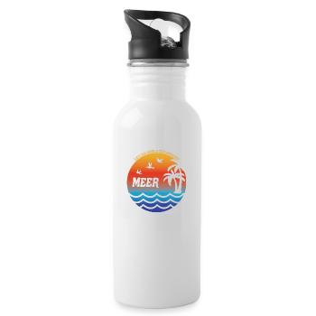 MEER Sonne Strand Urlaub - Trinkflasche mit integriertem Trinkhalm - Weiß - Rechts