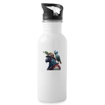 Parrot Head Gift - Water bottle with straw - white - Right