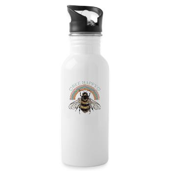 Bee Happy - Trinkflasche mit integriertem Trinkhalm - Weiß - Rechts