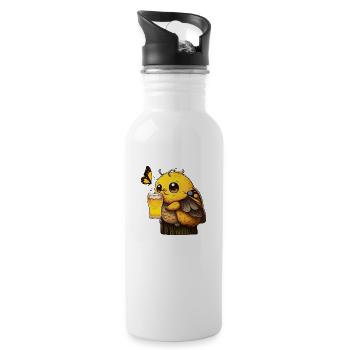 Funny sweet bee drinks beer - Water bottle with straw - white - Right