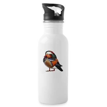 Mandarin duck colored - Water bottle with straw - white - Right