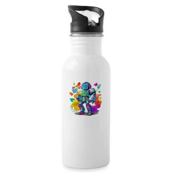 Robot - Trinkflasche mit integriertem Trinkhalm - Weiß - Rechts