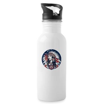 Amerikanische Folklore - Trinkflasche mit integriertem Trinkhalm - Weiß - Rechts