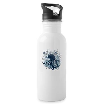 Der Oktopus - Trinkflasche mit integriertem Trinkhalm - Weiß - Rechts