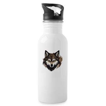 Spirit of the Wolf - Water bottle with straw - white - Right