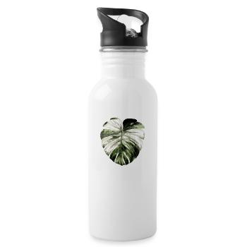 Monstera deliciosa albo variegata Fan - Trinkflasche mit integriertem Trinkhalm - Weiß - Rechts