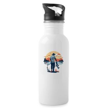 Lake fishing - Water bottle with straw - white - Right