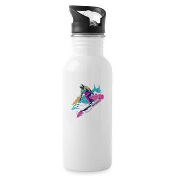 David skiing - Water bottle with straw - white - Right