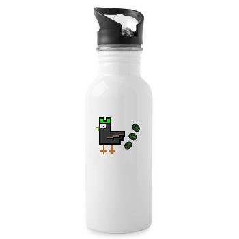 Huhn mit Krypto-Eiern - Trinkflasche mit integriertem Trinkhalm - Weiß - Rechts
