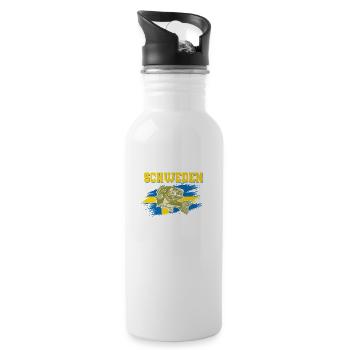 Ich Muss Nach Schweden Die Fische Vermissen Mich - Trinkflasche mit integriertem Trinkhalm - Weiß - Rechts