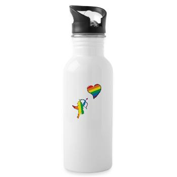 Cupidon drapeau LGBT - Gourde avec paille intégrée - blanc - Droite