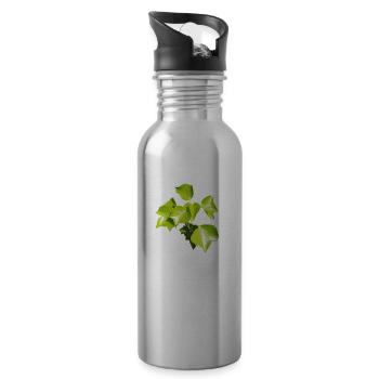 Efeu – Immergrüne Verbundenheit - Trinkflasche mit integriertem Trinkhalm - Lightsilver - Rechts