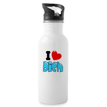 I Herz Dich - Trinkflasche mit integriertem Trinkhalm - Weiß - Rechts