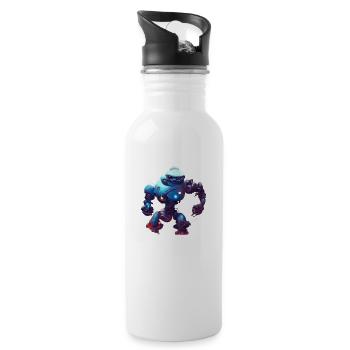 Android - Trinkflasche mit integriertem Trinkhalm - Weiß - Rechts