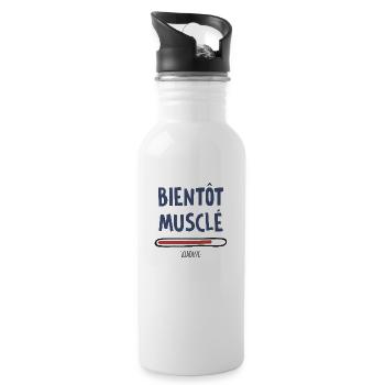 BIENTÔT MUSCLÉ - Gourde avec paille intégrée - blanc - Droite