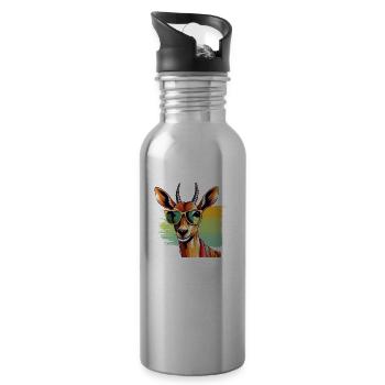 Mokka the antelope - Water bottle with straw - silver - Right