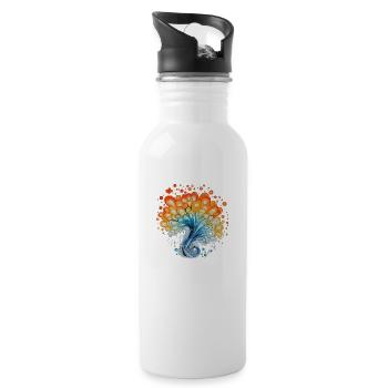 Bunter Wasserfarben Spritzer - Trinkflasche mit integriertem Trinkhalm - Weiß - Rechts