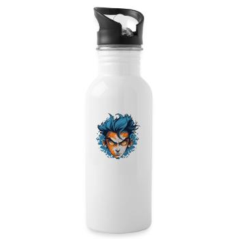Sapphire Fury: Unleash Your Inner Power - Water bottle with straw - white - Right