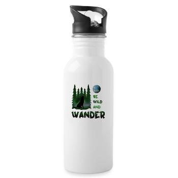 Be wild and wander Wolf - Water bottle with straw - white - Right