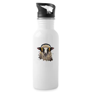 Beki the audiophile sheep - Water bottle with straw - white - Right