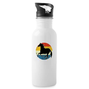 Vintage Retro Horse Sunset For Horse Lovers - Water bottle with straw - white - Right