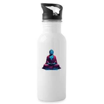 Bouddha bleu dans la méditation contemplation dualité - Gourde avec paille intégrée - blanc - Droite