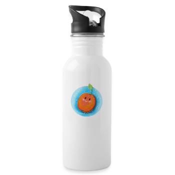 Pfirsich - Trinkflasche mit integriertem Trinkhalm - Weiß - Rechts