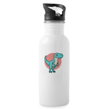 hugadino velocirap red, dino, cute dinosaur - Water bottle with straw - white - Right