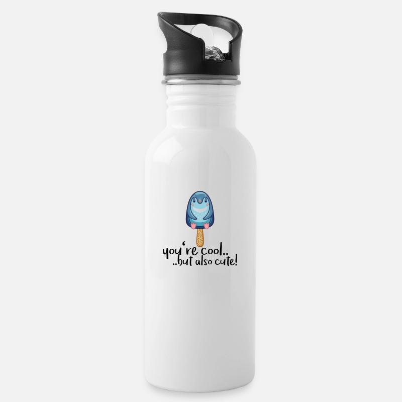 Vogel - Trinkflasche mit integriertem Trinkhalm - Weiß