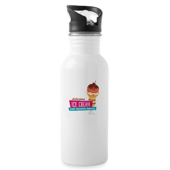 Sommer - Trinkflasche mit integriertem Trinkhalm - Weiß - Rechts