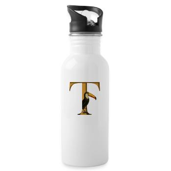 Letter T, Toucan - Water bottle with straw - white - Right