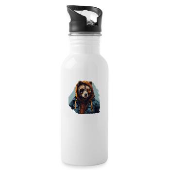 Street style bear | Bear Lovers - Water bottle with straw - white - Right