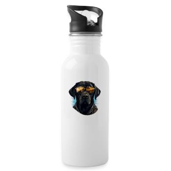 Urban Retriever: Streetwise Labrador Vibes - Water bottle with straw - white - Right