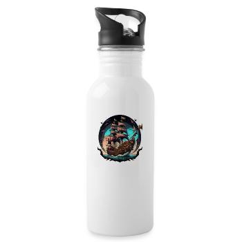 Pirate ship - Trinkflasche mit integriertem Trinkhalm - Weiß - Rechts