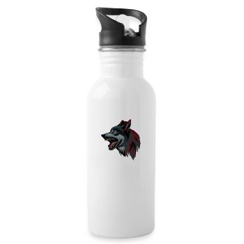 wolf - Water bottle with straw - white - Right
