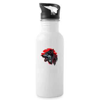 wolf - Water bottle with straw - white - Right