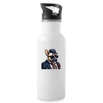 French Bulldog T Shirt Dog funny dog design Dogs - Water bottle with straw - white - Right