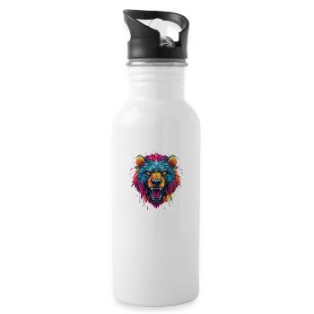 Ours en colère, Graffity Style, Grizzly, Fort - Gourde avec paille intégrée - blanc - Droite